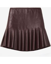 McQueen - Leather Pleated Mini Skirt - Lyst