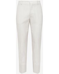 Alexander McQueen - Grey & Silver Tailored Cigarette Trousers - Lyst
