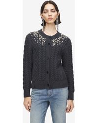 McQueen - Cardigan En Maille Torsadée À Broderie Cristaux - Lyst