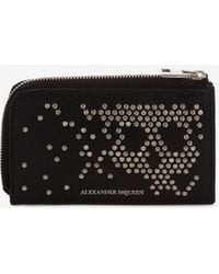 Alexander McQueen Studded Zip Coin Card Holder - Black