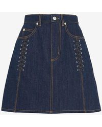Alexander McQueen - Blue Lace Detail Mini Skirt - Lyst