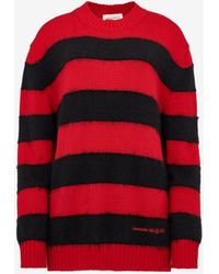 Alexander McQueen - Striped Brand-embroidered Cotton Knitted Jumper - Lyst