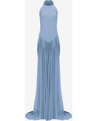 McQueen - Silk Georgette Halter Evening Dress - Lyst