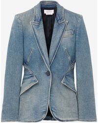 McQueen - Stretch Denim Jacket - Lyst