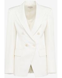 Alexander McQueen - White Double-breasted Cut-away Jacket - Lyst