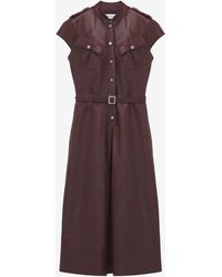 McQueen - Leather Uniform Midi Dress - Lyst