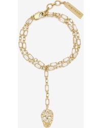 McQueen - Bracciale Skull Con Pavé - Lyst