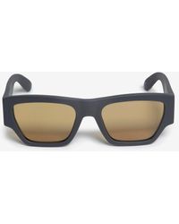 Alexander McQueen - Grey & Silver Mcqueen Angled Rectangular Sunglasses - Lyst