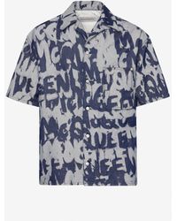 Alexander McQueen - Hawaii-hemd aus denim mit mcqueen graffiti-motiv - Lyst