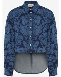 Alexander McQueen - Blue Damask Asymmetric Shirt - Lyst