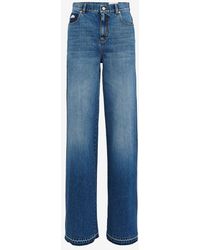 Alexander McQueen - Blue High-waisted Wide Leg Jeans - Lyst