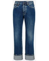 Alexander McQueen - Blue Turn-up Jeans - Lyst