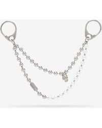McQueen - Charm À Double Chaîne Skull Et Perles - Lyst