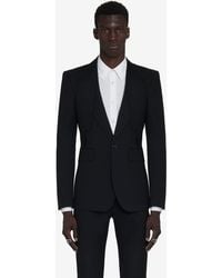 McQueen - Wool Lapel-Detail Blazer - Lyst