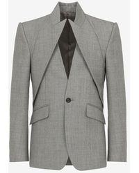Alexander McQueen - Silver Twisted Lapel Single-breasted Jacket - Lyst