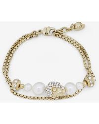 McQueen - Skull And Pearl Chain Bracelet - Lyst