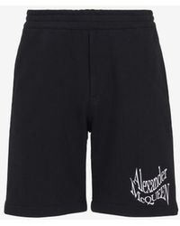 Alexander McQueen - Logo-Embroidered Cotton Shorts - Lyst