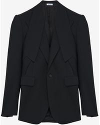 McQueen - Wool Lapel-Detail Blazer - Lyst