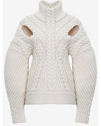 Alexander McQueen - White Cocoon Sleeve Cable Jumper - Lyst