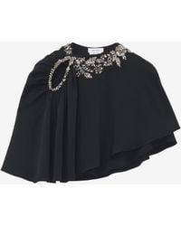 McQueen - Floral Embroidery Asymmetric Cape - Lyst