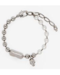 McQueen - Skull & Pearl Bracelet - Lyst