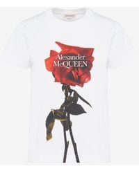 Alexander McQueen - Körperbetontes t-shirt mit shadow rose-detail - Lyst