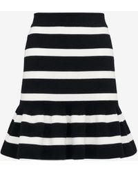 Alexander McQueen - Black Striped Ruffle Mini Skirt - Lyst