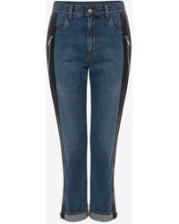 Alexander McQueen Hybride Hose mit Lederpartien - Blau