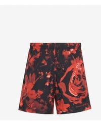 Alexander McQueen - Black Wax Flower Swim Shorts - Lyst