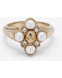 McQueen - Skull & Crystal Ring - Lyst
