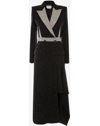 Alexander McQueen Black Double-breasted Donegal Coat