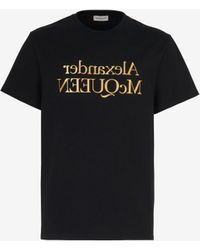 Alexander McQueen - Black Reflected Logo T-shirt - Lyst