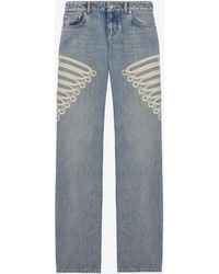 McQueen - Metallic Frogging Straight Leg Jeans - Lyst
