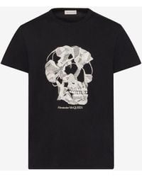 Alexander McQueen - T-shirt mit pressed flower skull-print - Lyst