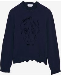 McQueen - Distressed Skull Jumper - Lyst