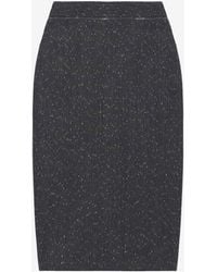 McQueen - Flecked Pinstripe Slashed Zip Pencil Skirt - Lyst