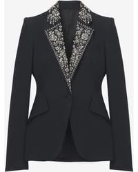 McQueen - Embroidered Lapel Single-Breasted Jacket - Lyst