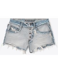 Alexander Wang - Mid-Rise Inverted Denim Shorts With Embossed Logo - Lyst