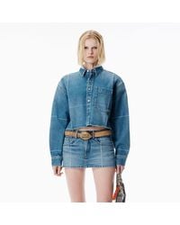 Alexander Wang - Foldline Denim Cropped Shirt - Lyst