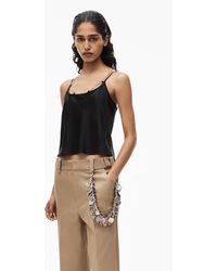 Alexander Wang - Silk Charmeuse Cami Top With Logo Nameplate - Lyst