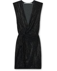 Alexander Wang - Crystal Hotfix Knotted Deep V-Neck Tank Dress - Lyst