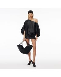 Alexander Wang - Leather Gathered Off Shoulder Mini Dress - Lyst