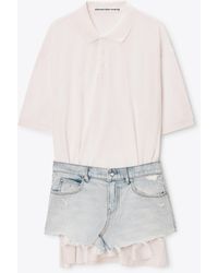 Alexander Wang - Layered Polo Mini Dress With Reconstructed Denim Skirt - Lyst