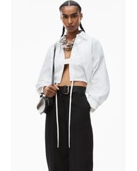 Alexander Wang - Double Layered Cropped Shirt In Compact Cotton With Tie Waistband - Lyst