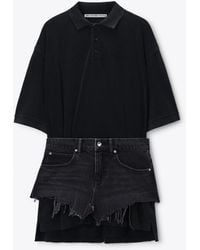 Alexander Wang Denim Charcoal Denim Distressed Frayed Hem Mini Skirt M ...