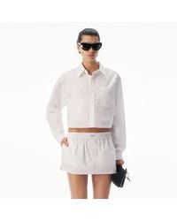 Alexander Wang - Embroidered Logo Cropped Shirt - Lyst