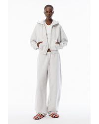 Alexander Wang - Grey Cotton Terry Sweatpant With Crystal Hotfix Drawcord - Lyst
