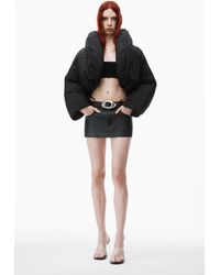 Alexander Wang - Leather Mini Skort With Pre-styled Diamante-trim G-string - Lyst