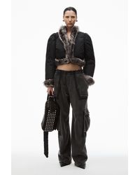 Alexander Wang - Cardigan Puffer With Fur Trim - Lyst