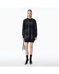 Alexander Wang - Crystal Hotfix Argyle Wool-Blend Dress - Lyst